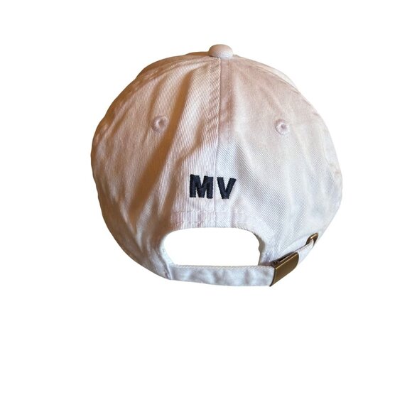 Marthas Vineyard Embroidered White Baseball Cap Adjustable Strap Preppy Coastal - Picture 3 of 5